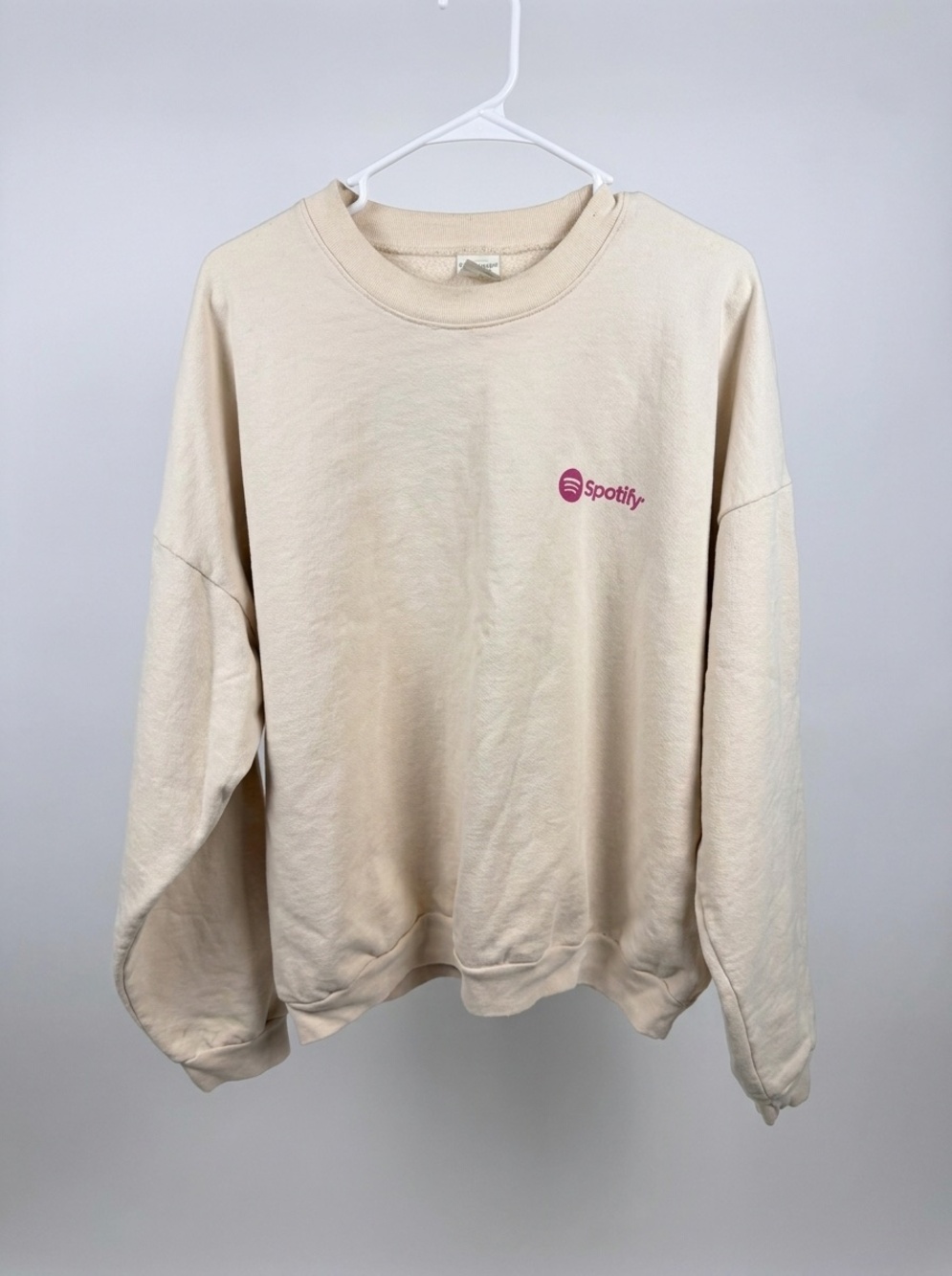 Spotify Cream Graphic Crewneck Sweatshirt Sz L